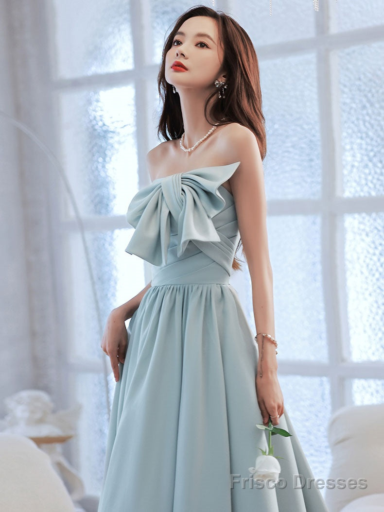 Blue A Line Long Prom Dress, Blue Formal Party Dress
