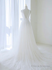 Blue A-Line Off Shoulder Tulle Flower Long Prom Dress, Blue Long Formal Dress