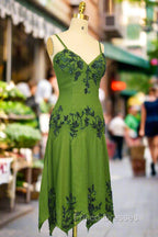 Green A line Formal Prom Dress Spaghetti Straps Evening Dress Chiffon Formal Dress