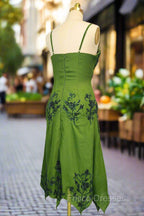 Green A line Formal Prom Dress Spaghetti Straps Evening Dress Chiffon Formal Dress