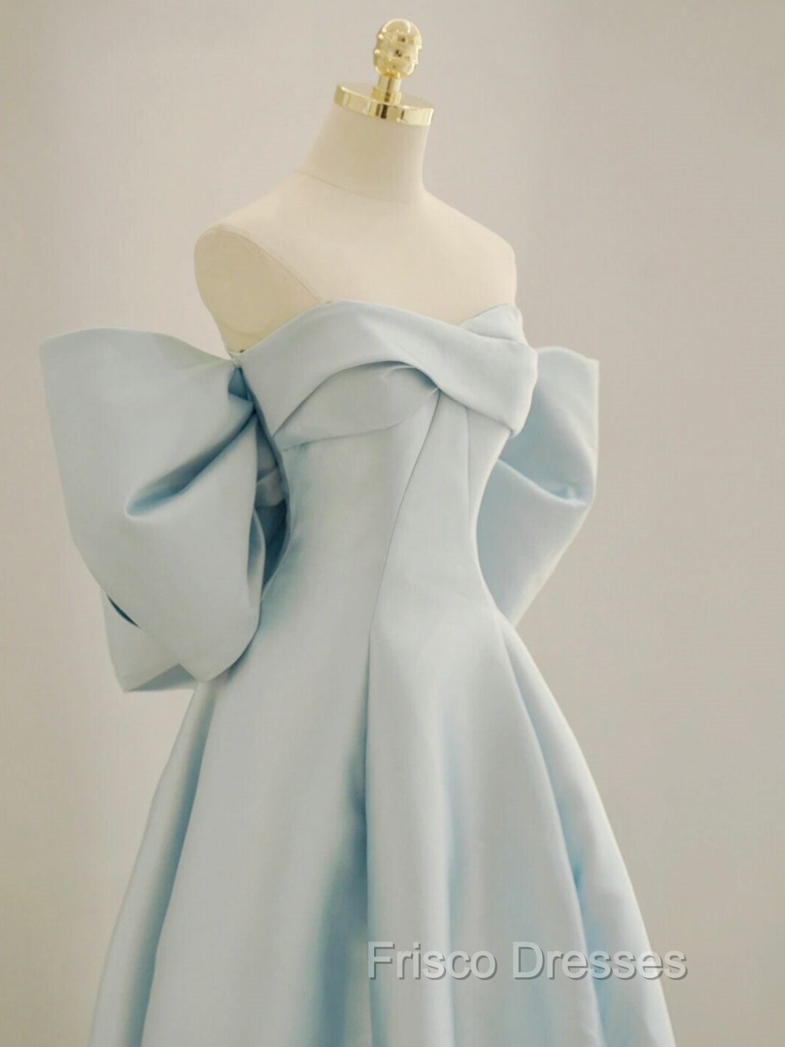 Blue A-Line Satin Long Formal Prom Dress, Blue Satin Evening Dress