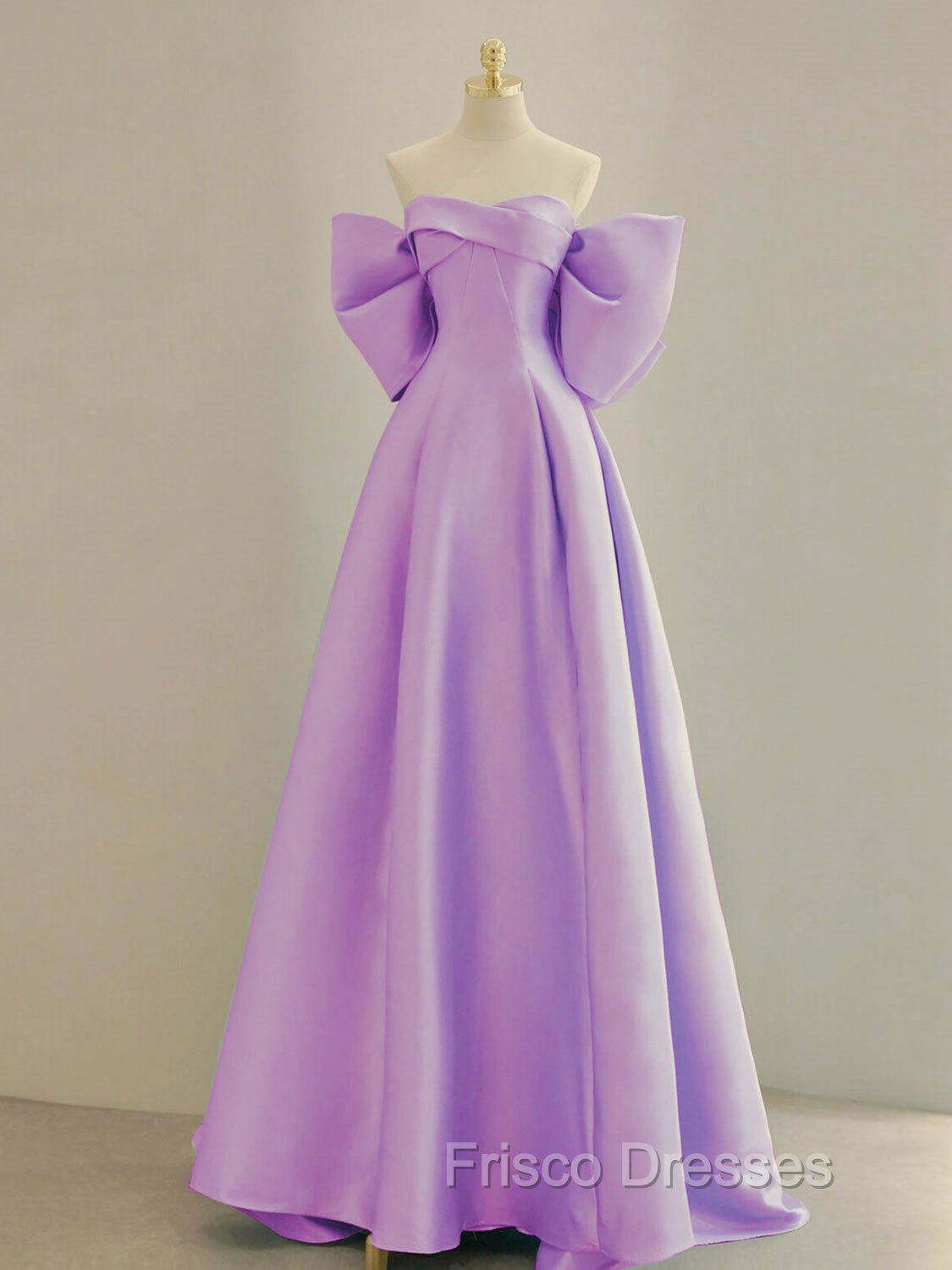 Blue A-Line Satin Long Formal Prom Dress, Blue Satin Evening Dress