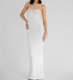 White Strapless Sheath Long Prom Dress Elegant Party Dress