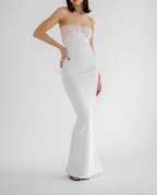 White Strapless Sheath Long Prom Dress Elegant Party Dress