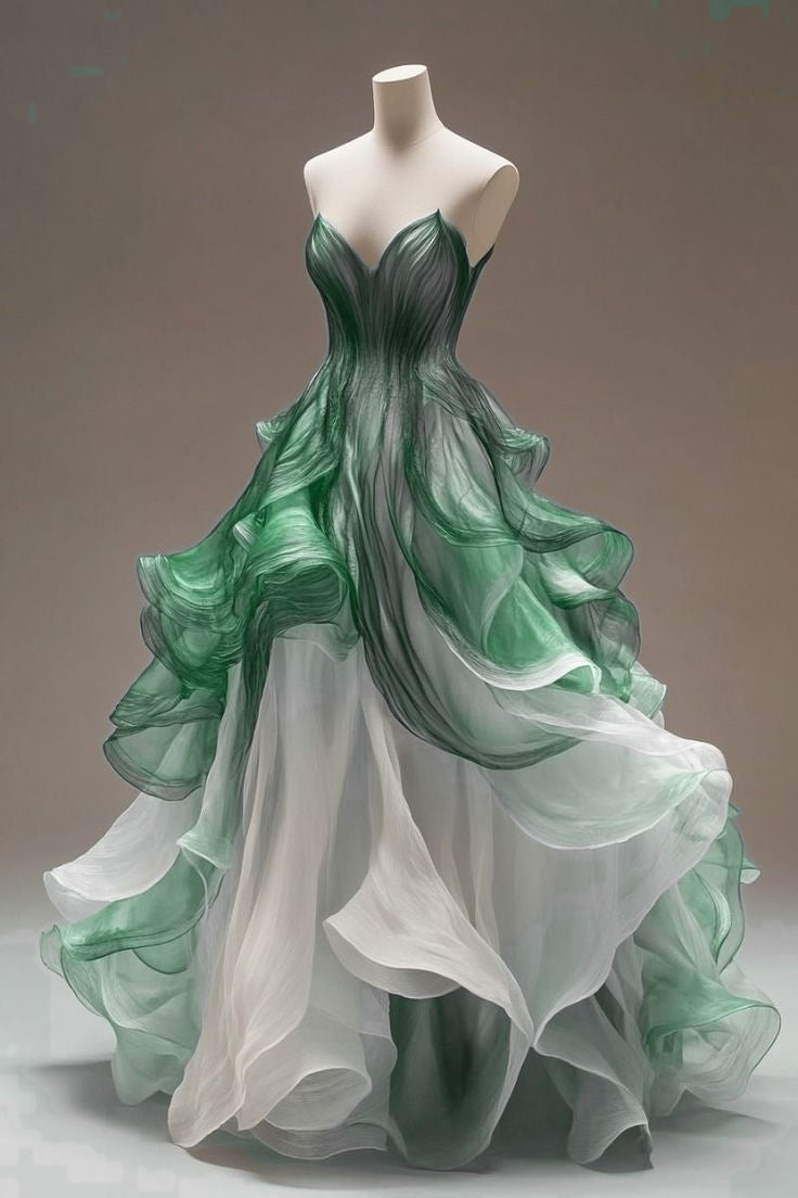 A-Line V-Neck Tulle Long Prom Dress, Unique Quinceanera Dresses Secondary image