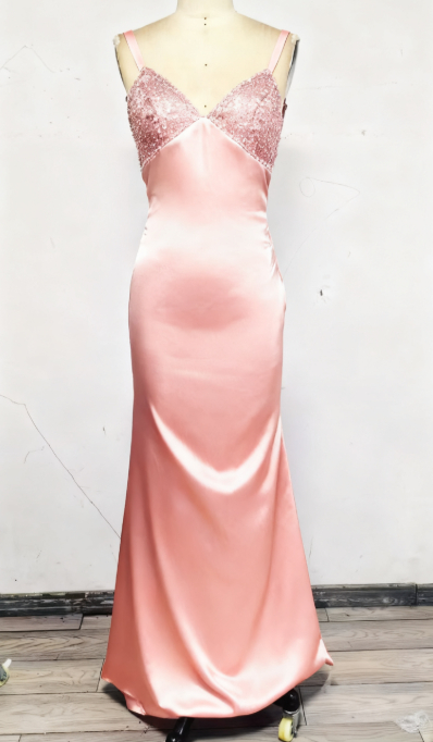 Blue Backless Mermaid Satin Long Evening Prom Dress