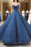 Blue Ball Gown Sweetheart Sequins Wedding Dress With Beading