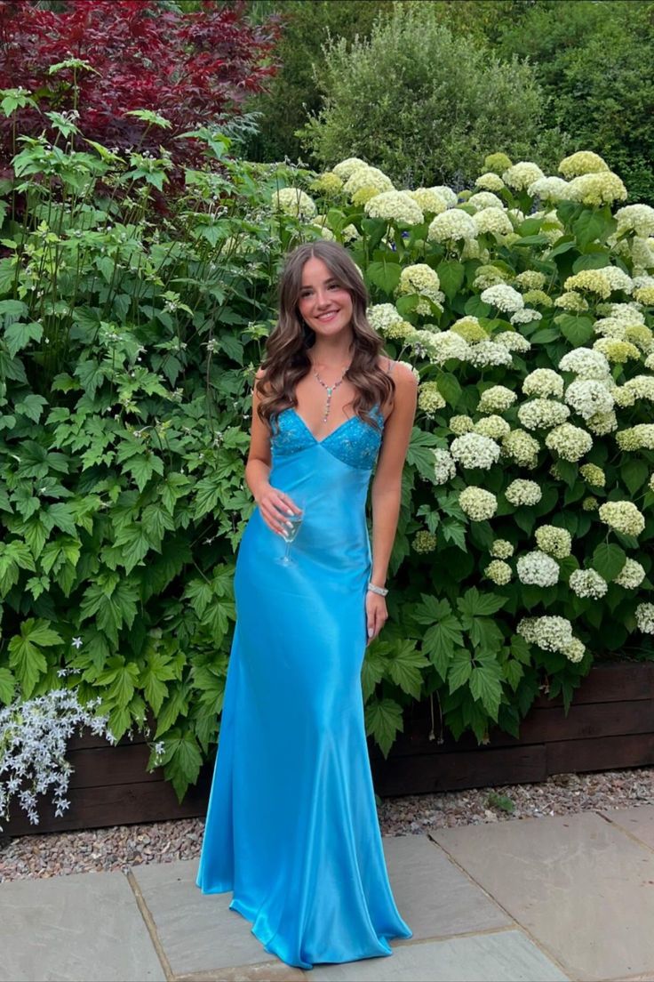 blue beaded dress long Dusty Blue Long Beaded Prom Dress with Sheer Corset Dusty Blue / 3XLarge