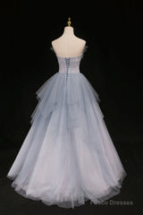 Blue Beaded Sweetheart Long Evening Dress Blue Prom Dress prom dresses shops