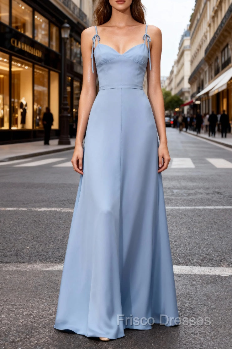 Blue Chiffon A Line Long Bridesmaid Dress Main image
