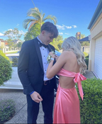Charming Pink Sweetheart Backless Long Prom Dress