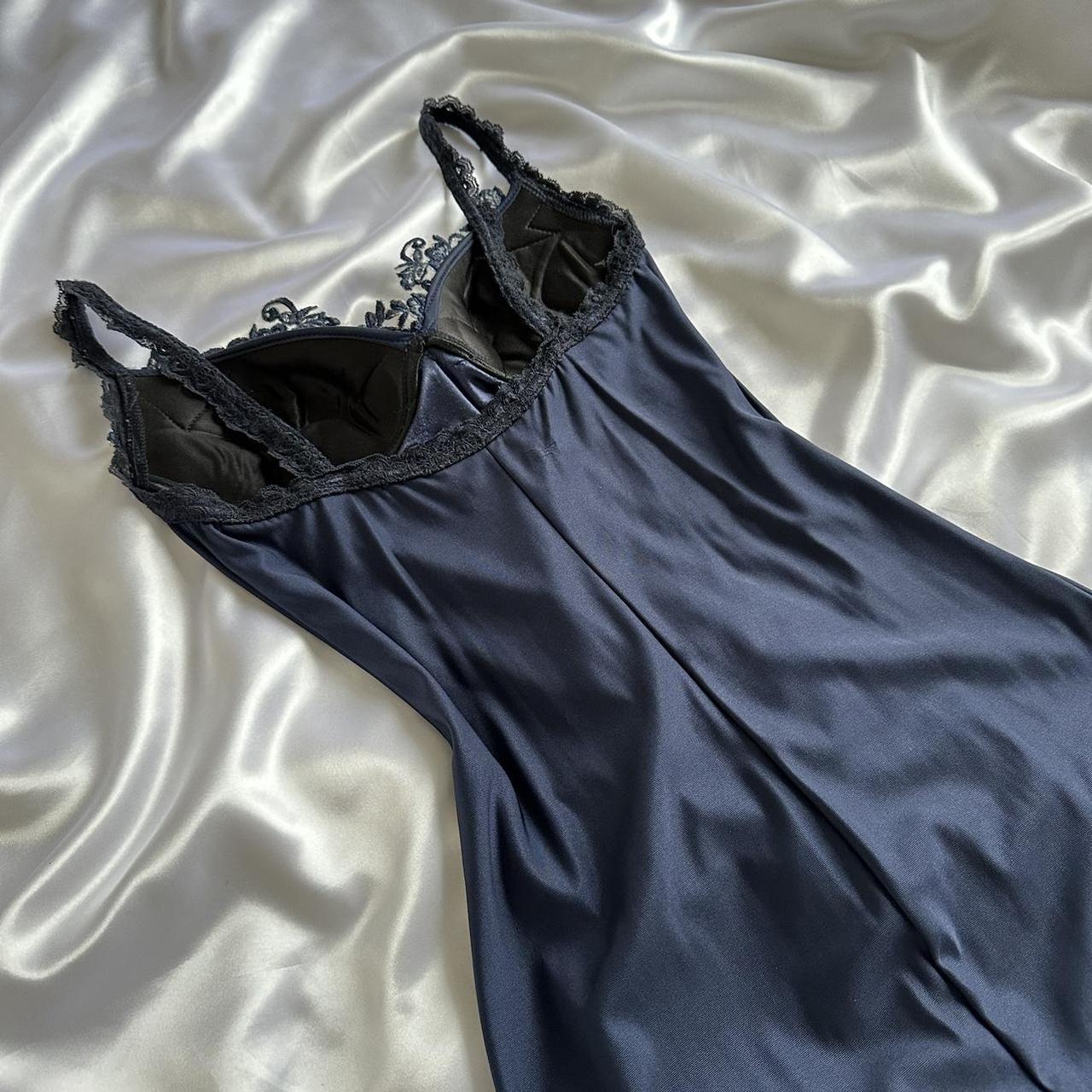 Blue Gorgeous Exquisite Applique Lace Spaghetti Straps Long Satin Prom Dress Evening Dress Party Dress