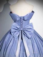 Blue Gradient-Color Glitter Sequins Formal Prom Dress, A-Line Off-The-Shoulder Blue Princess Formal Dress
