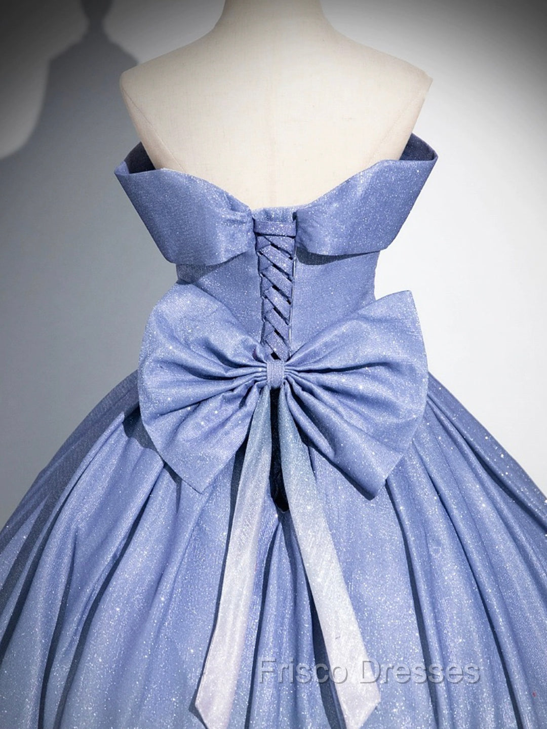 Blue Gradient-Color Glitter Sequins Formal Prom Dress, A-Line Off-The-Shoulder Blue Princess Formal Dress