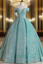 Blue Green Velvet Sequin Long Formal Prom Dress, Velvet Formal Dress