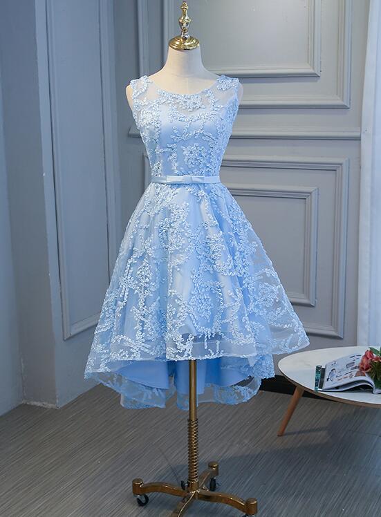Blue High Low Fashionable Homecoming Dress, Cute Prom Dress Main image