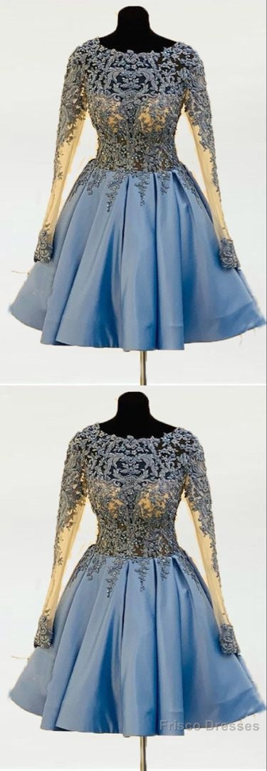 Blue Homecoming Dresses With Sleeves Main image