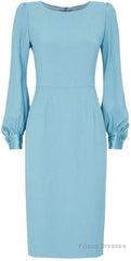 Blue Long Sleeve Short Homecoming Dress