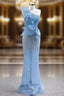 Blue Mermaid One Shoulder Sequins Formal Prom Dress