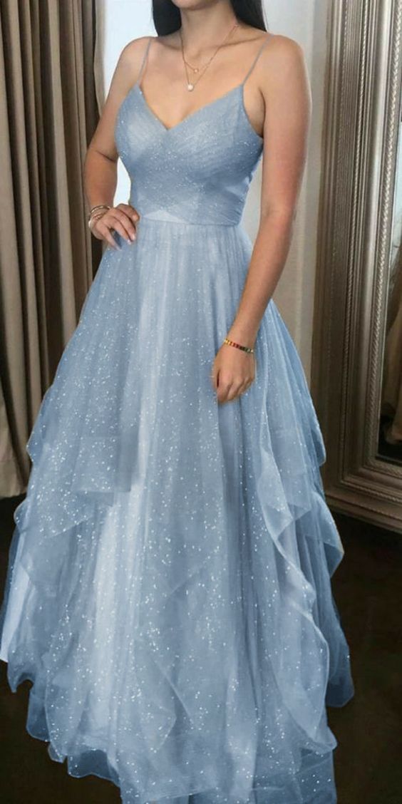 Blue Prom Dress Evening Dress Long Prom Gown