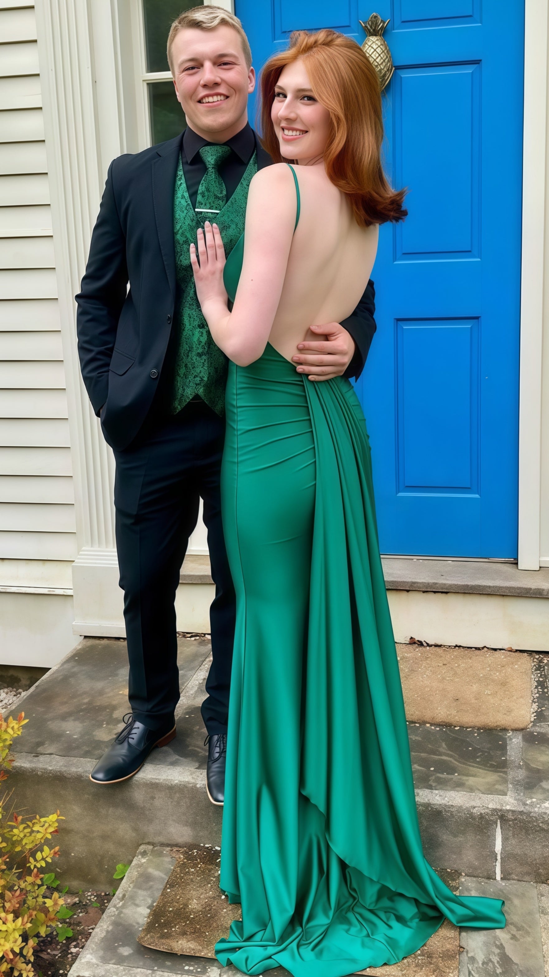 Blue Prom Dress, Mermaid Prom Dresses Open Back Evening Dress