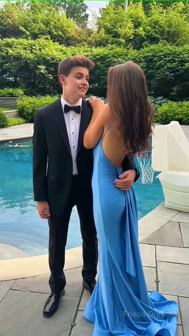 Blue Prom Dress, Mermaid Prom Dresses, Open Back Evening Dress Secondary image