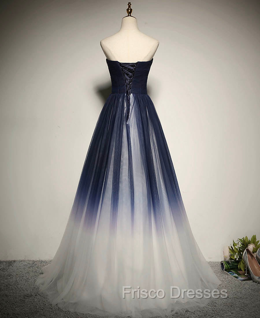 Blue Formal Prom Dress Tulle LongEvening Dress