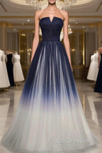Blue Formal Prom Dress Tulle LongEvening Dress