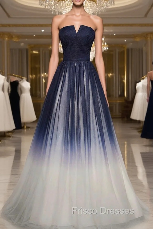 Blue Formal Prom Dress Tulle LongEvening Dress