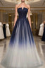 Blue Formal Prom Dress Tulle LongEvening Dress