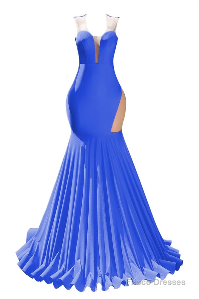Blue Prom Dresses Sexy Mermaid Women Evening Dress Sleeveless Open Back Secondary image