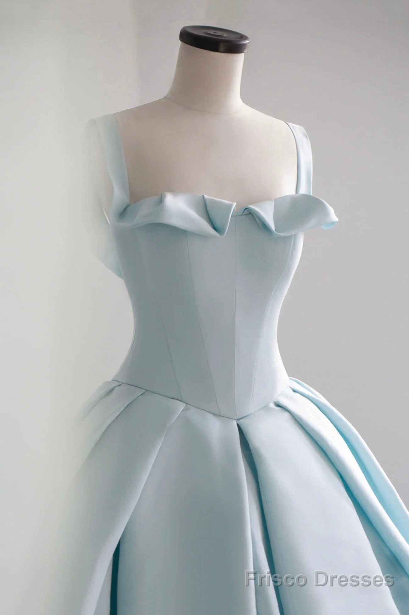 Blue Satin Long A-Line Formal Dress, Beautiful Blue Prom Evening Dress Secondary image