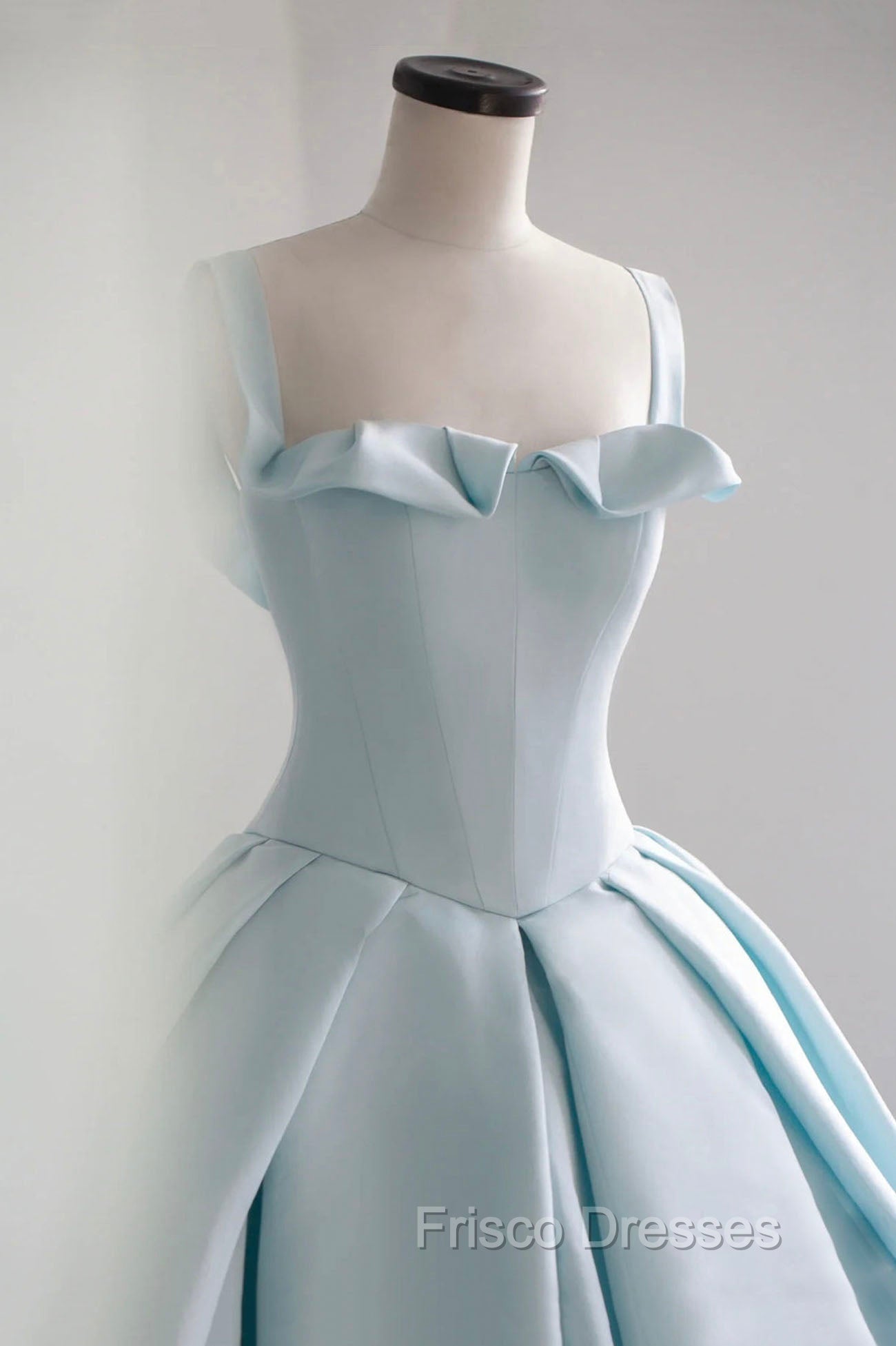 Blue Satin Long A-Line Formal Dress, Blue Formal Prom Evening Dress