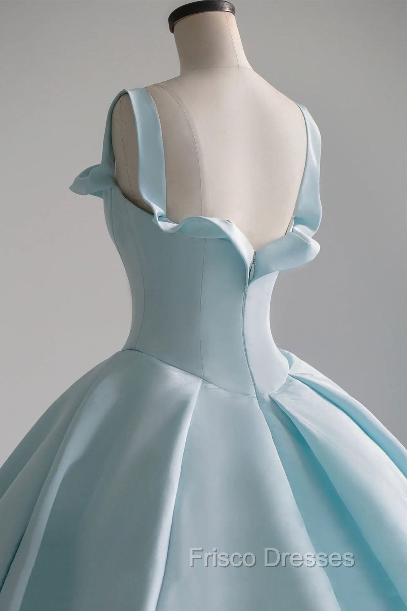 Blue Satin Long A-Line Formal Dress, Blue Formal Prom Evening Dress