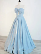 Blue Satin Long A-line Party Dress Formal Prom Dress Blue Floor Length Evening Dress Formal Prom Dress shops