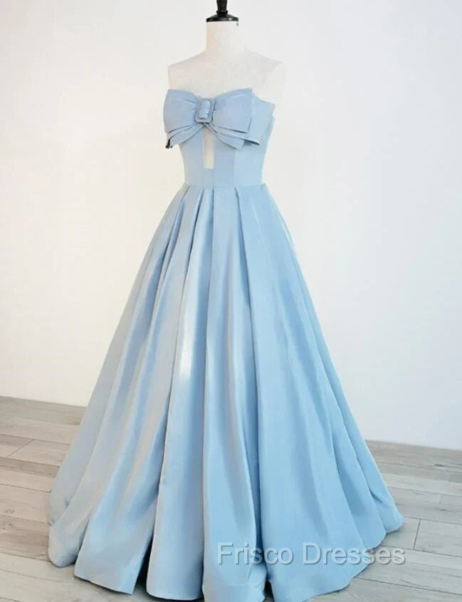 Blue Satin Long A-line Party Dress Formal Prom Dress Blue Floor Length Evening Dress Formal Prom Dress shops