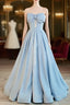 Blue Satin Long A-line Party Dress Formal Prom Dress Blue Floor Length Evening Dress Formal Prom Dress shops