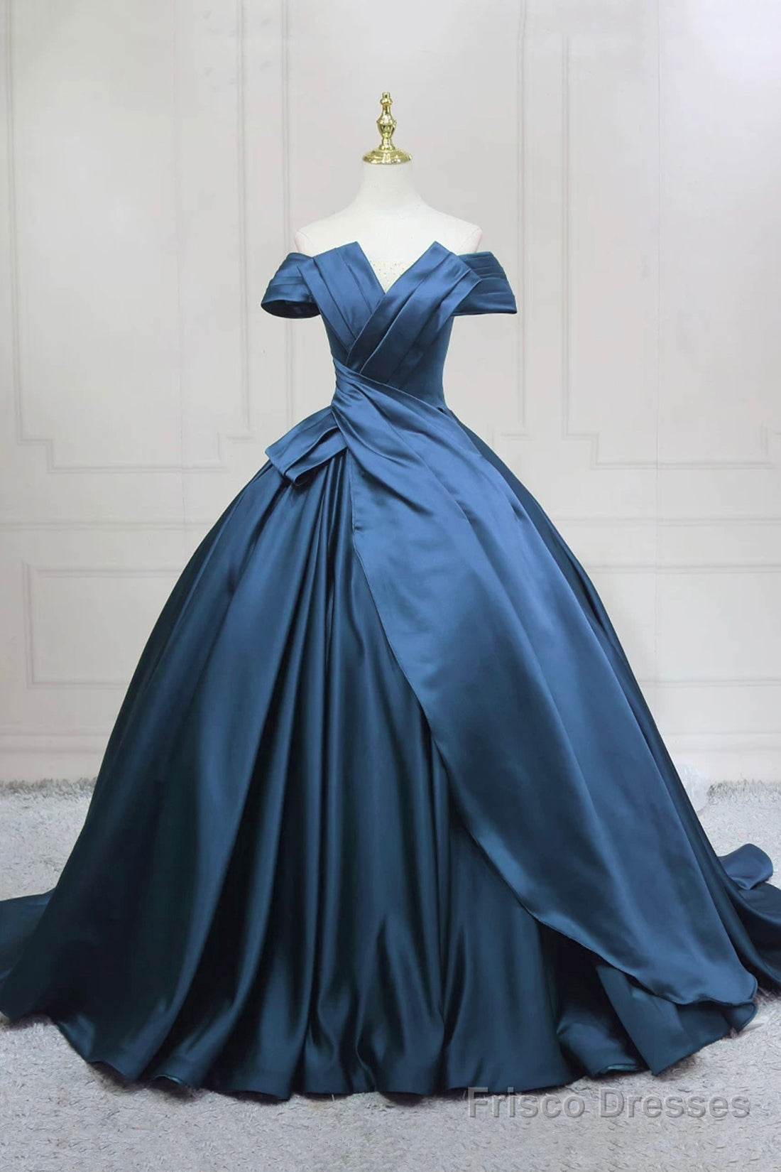 Blue Satin Long Formal Dress, Elegant A-Line Princess Prom Dress Main image