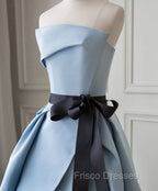 Blue Satin Long Party Dress Evening Dress, Blue Satin Formal Prom Dress