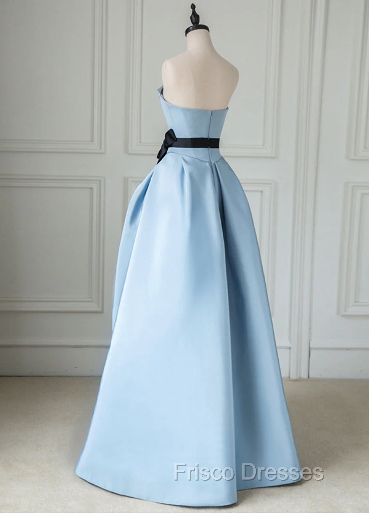 Blue Satin Long Party Dress Evening Dress, Blue Satin Formal Prom Dress