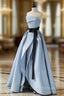 Blue Satin Long Party Dress Evening Dress, Blue Satin Formal Prom Dress
