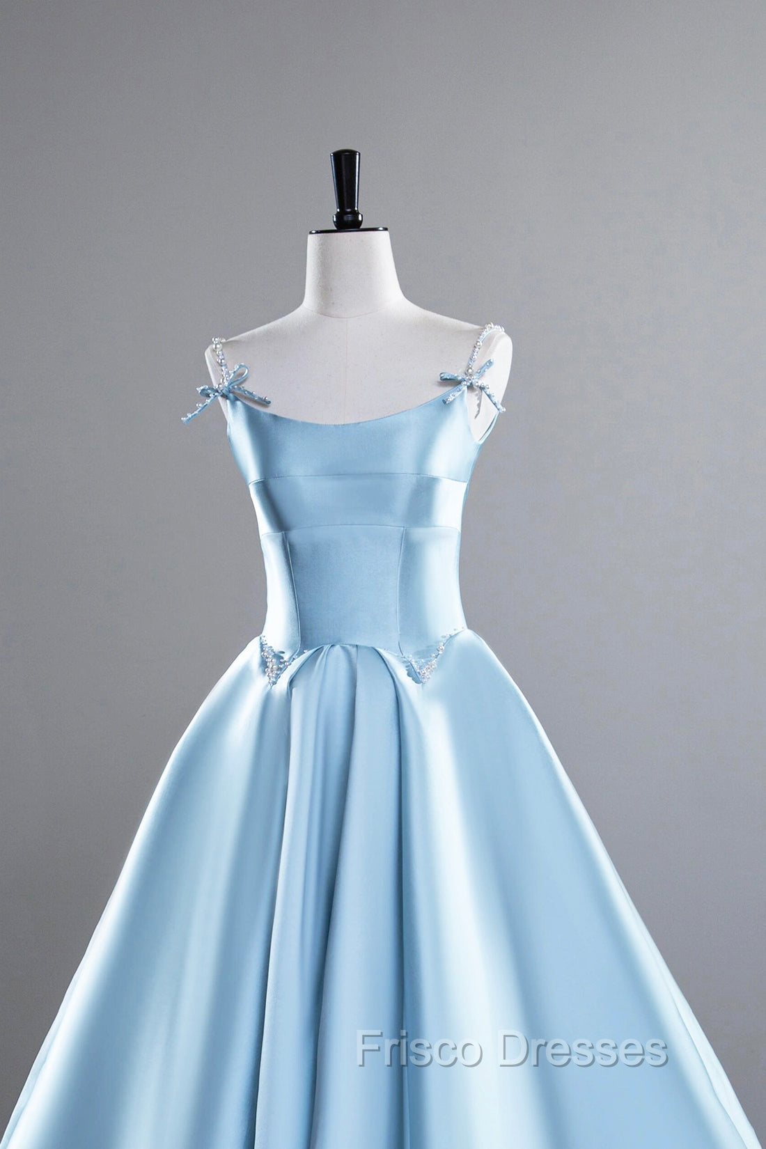 Blue Satin Long Formal Prom Dress, A-Line Spaghetti Strap Evening Party Dress Secondary image