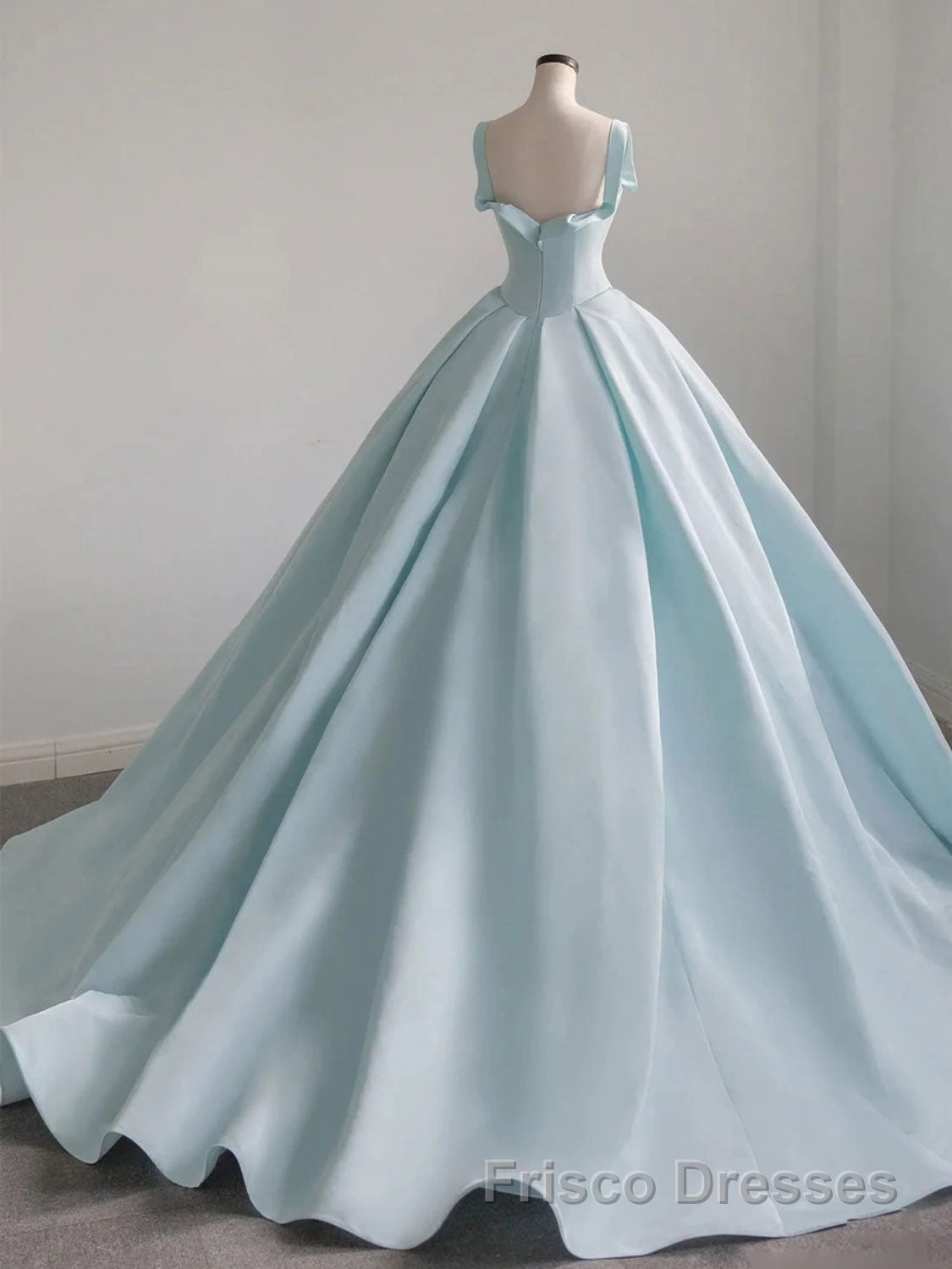 Blue Satin Long Formal Prom Dresses, Blue Satin Formal Dresses