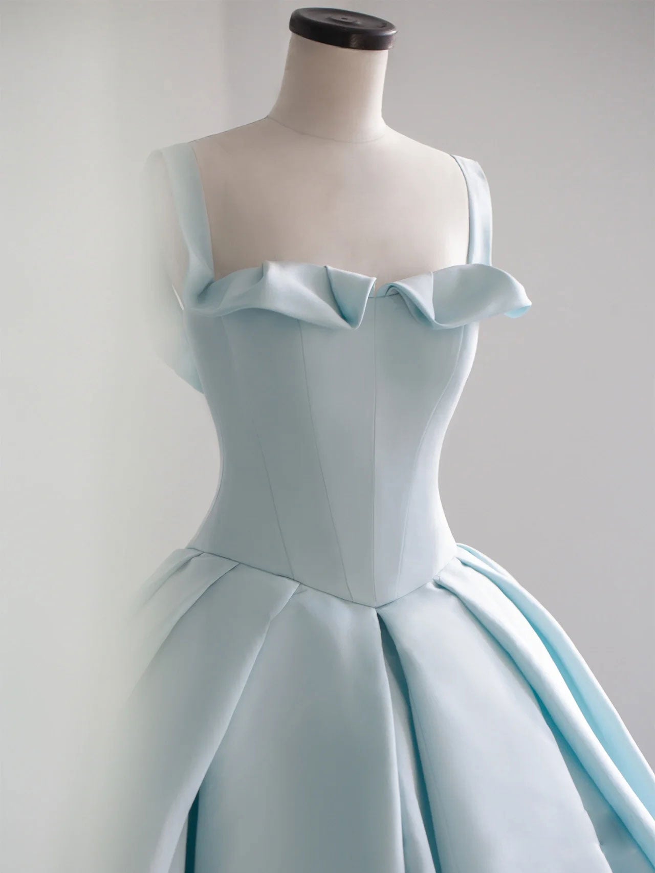 Blue Satin Long Prom Dress, Blue Sweet 16 Dress
