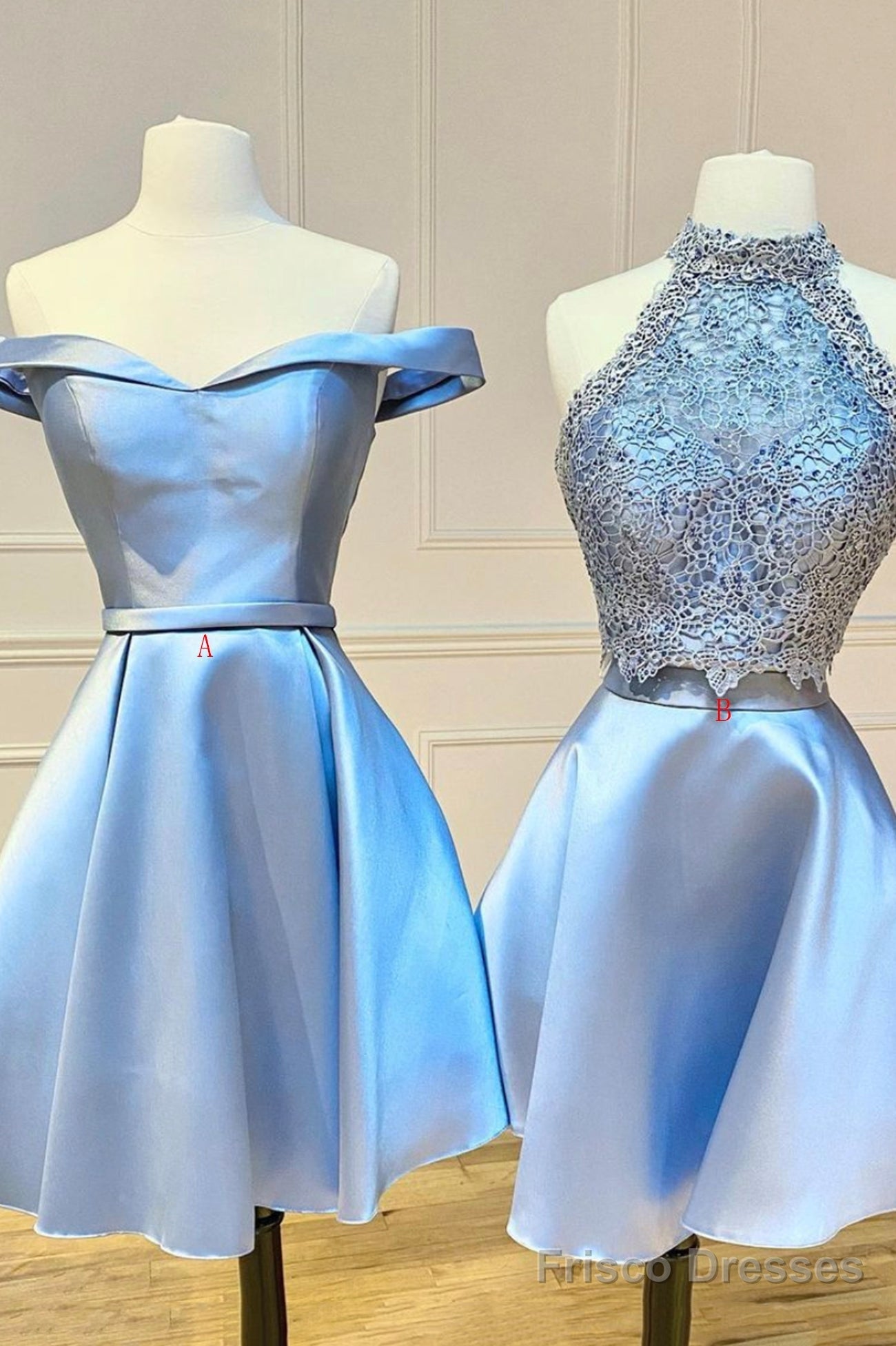 Blue Satin Short Prom Dresses, A-Line Homecoming Dresses Secondary image