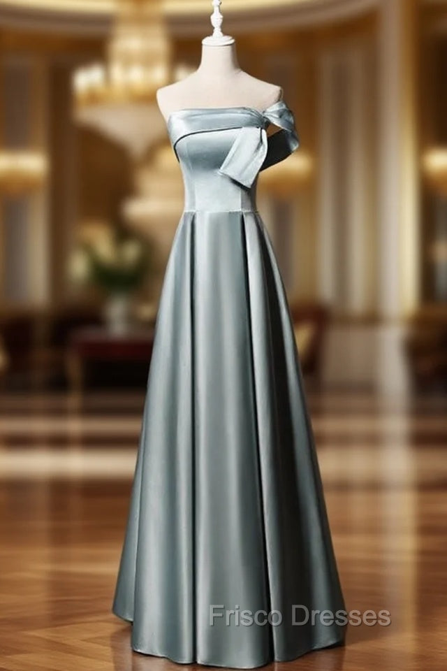 Blue Satin Strapless Formal Prom Dress Main image