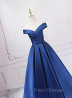 Blue Satin Sweetheart Long Wedding Party Dress Blue Formal Dress Formal Prom Dress shops