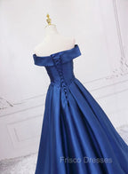Blue Satin Sweetheart Long Wedding Party Dress Blue Formal Dress Formal Prom Dress shops
