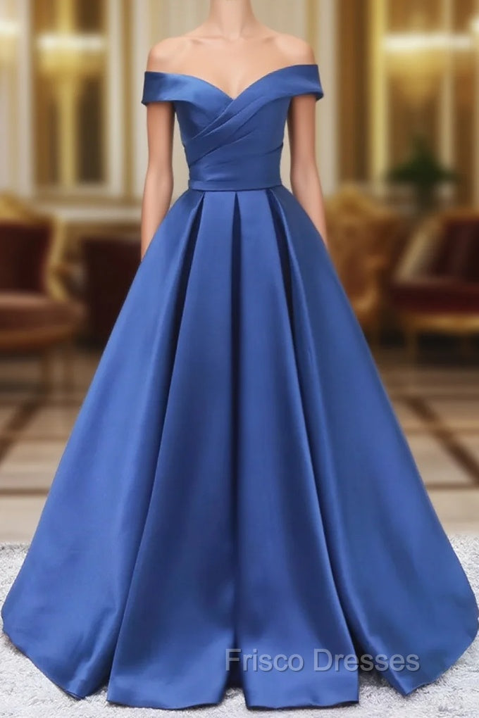 Blue Satin Sweetheart Long Wedding Party Dress Blue Formal Dress Formal Prom Dress shops Main image