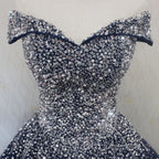 Blue Sequins Ball Gown Off Shoulder Party Dress Blue Sweet 16 Gown Formal Prom Dress shops